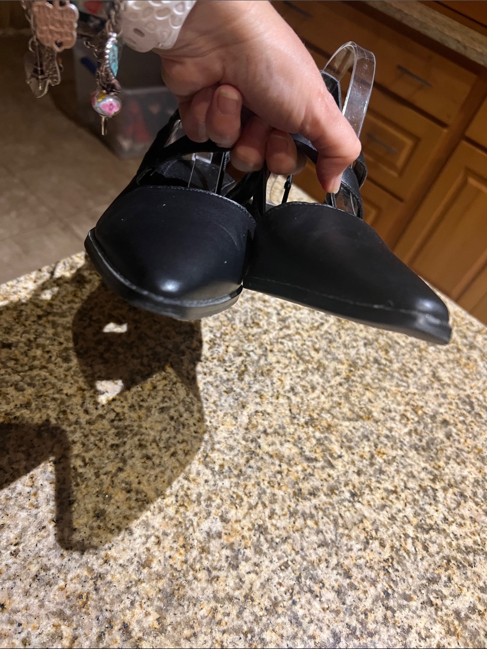 Women’s Black Pointed Slingback Heels with Double Straps - Picture 5 of 6